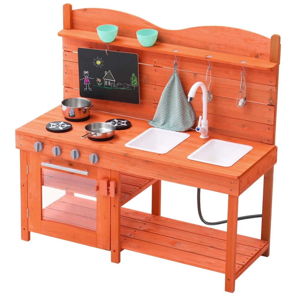 VEVOR Wooden Mud Kitchen Outdoor Toy Play Kitchen Set