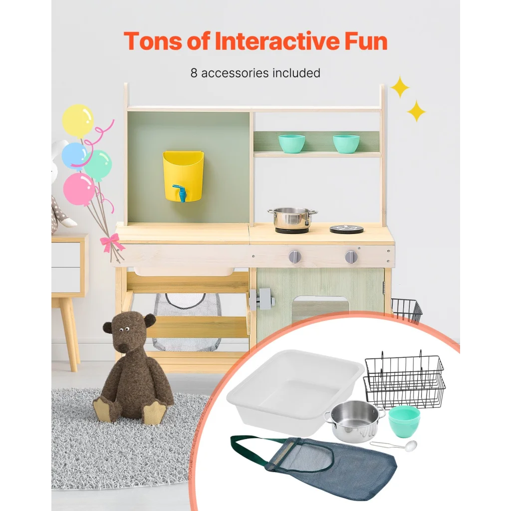 VEVOR Wooden Mud Kitchen Outdoor Toy Play Kitchen Set