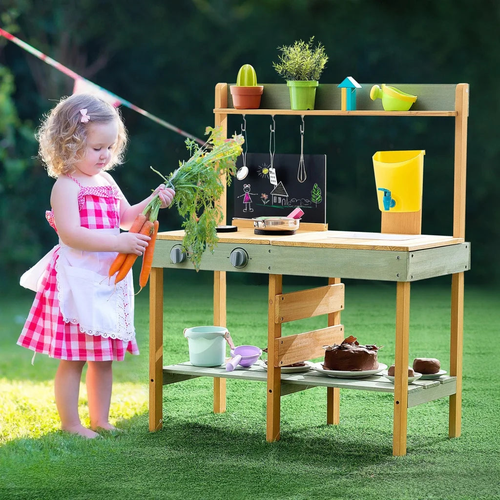 VEVOR Wooden Mud Kitchen Outdoor Toy Play Kitchen Set