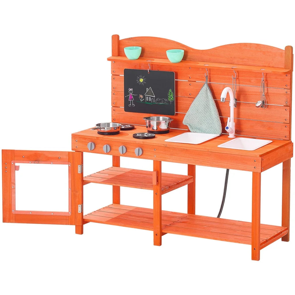 VEVOR Wooden Mud Kitchen Outdoor Toy Play Kitchen Set
