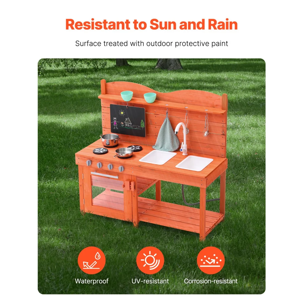 VEVOR Wooden Mud Kitchen Outdoor Toy Play Kitchen Set