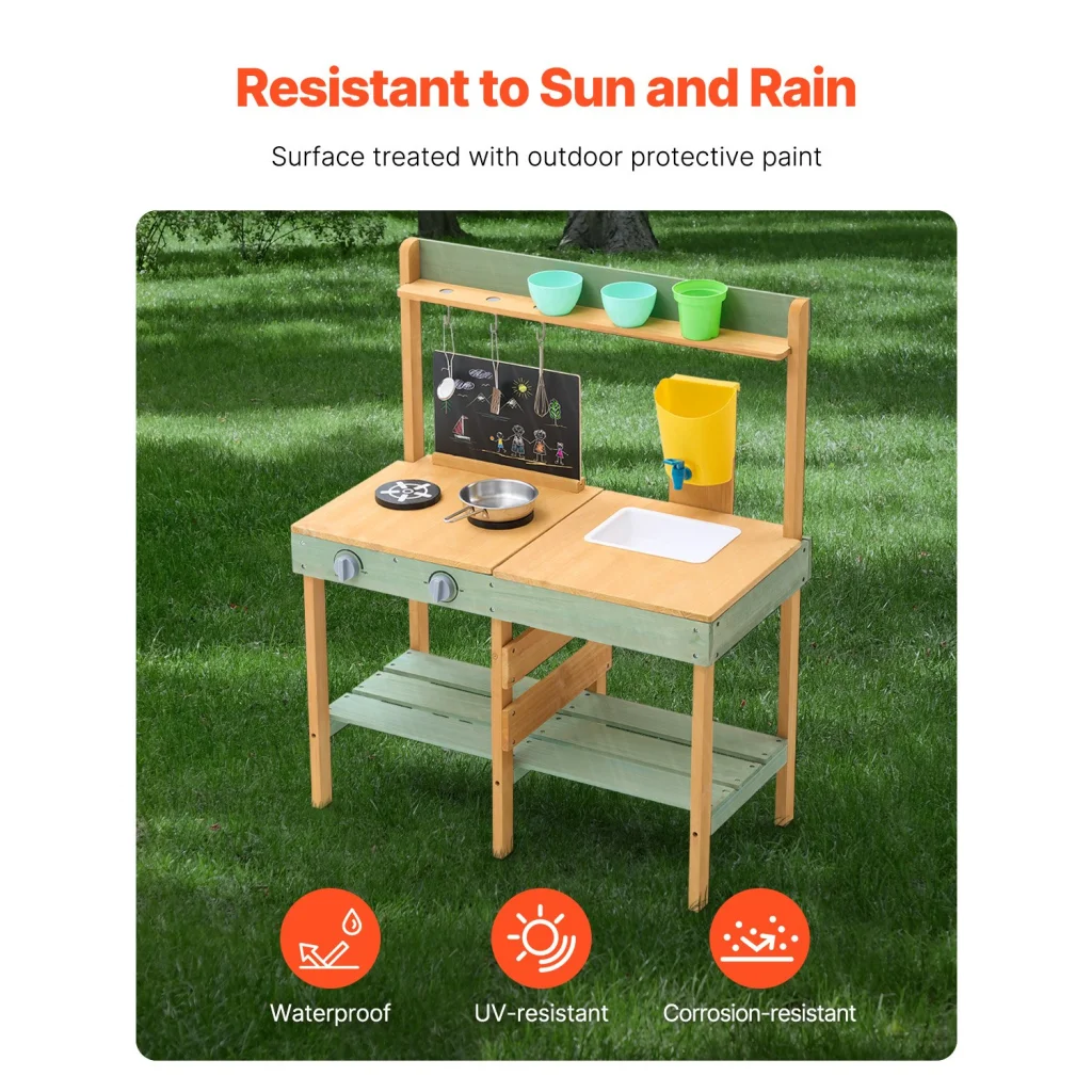 VEVOR Wooden Mud Kitchen Outdoor Toy Play Kitchen Set