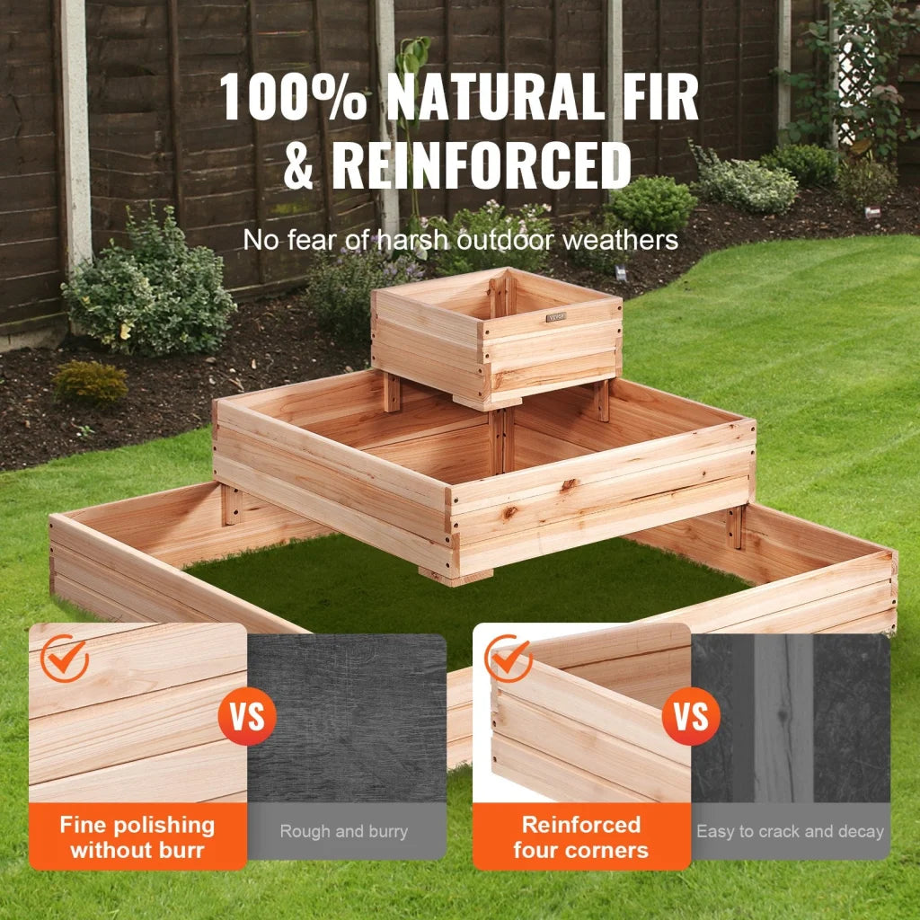 VEVOR Wooden Raised Garden Bed Planter Box 113 x 113 x 51