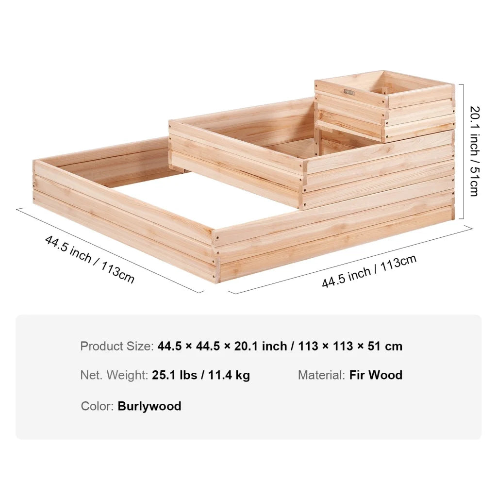 VEVOR Wooden Raised Garden Bed Planter Box 113 x 113 x 51