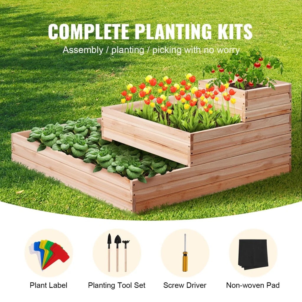 VEVOR Wooden Raised Garden Bed Planter Box 113 x 113 x 51