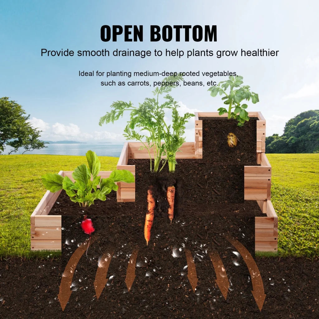 VEVOR Wooden Raised Garden Bed Planter Box 113 x 113 x 51