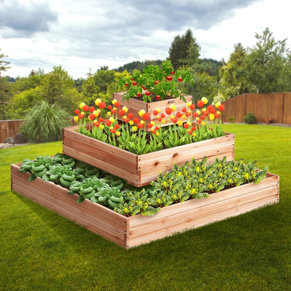VEVOR Wooden Raised Garden Bed Planter Box 113 x 113 x 51