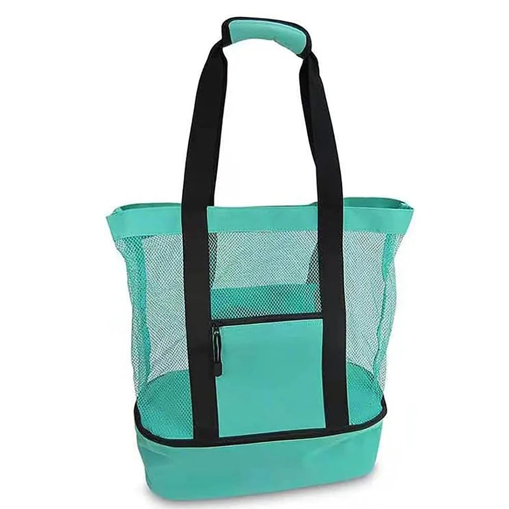 Vibe Geeks 2 in 1 Mesh Beach Tote Bag with Insulated Cooler