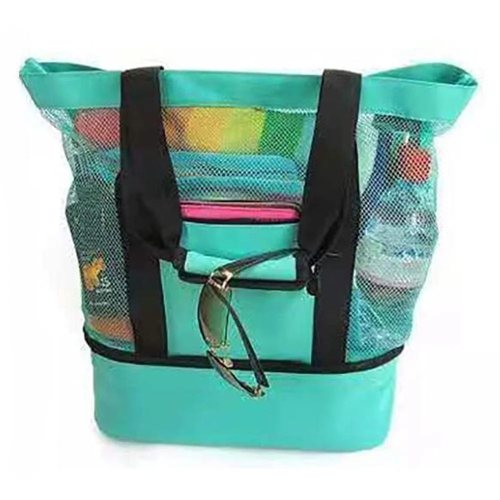 Vibe Geeks 2 in 1 Mesh Beach Tote Bag with Insulated Cooler