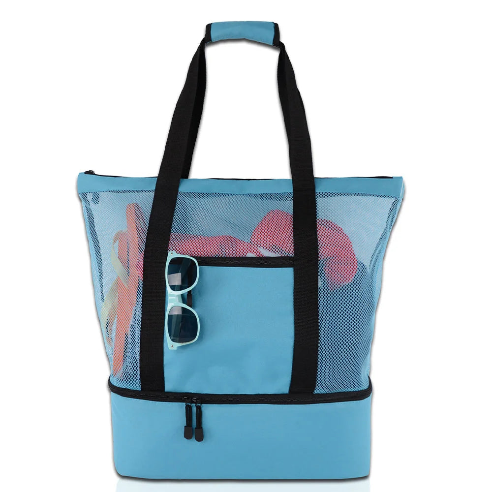 Vibe Geeks 2 in 1 Mesh Beach Tote Bag with Insulated Cooler