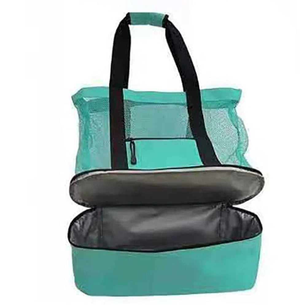 Vibe Geeks 2 in 1 Mesh Beach Tote Bag with Insulated Cooler