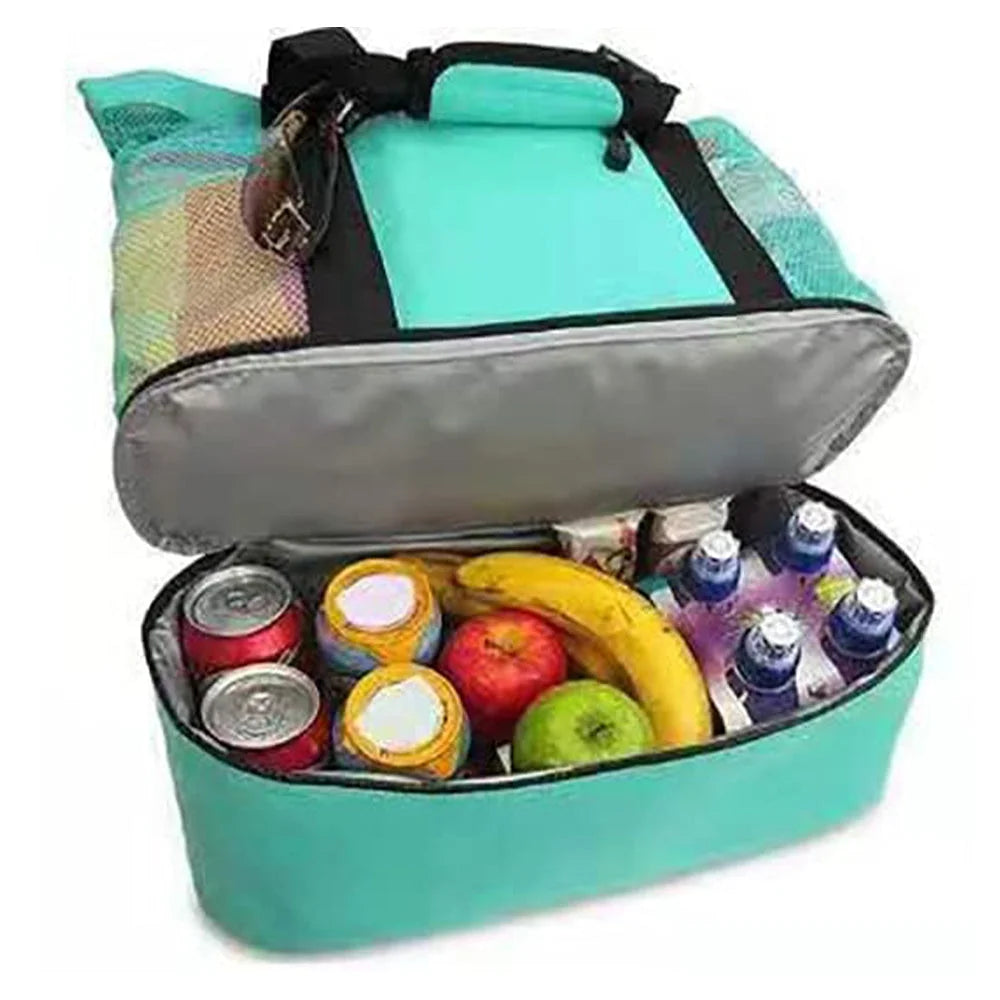 Vibe Geeks 2 in 1 Mesh Beach Tote Bag with Insulated Cooler