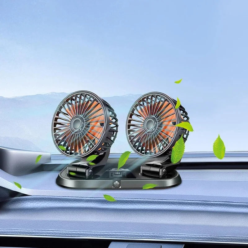Vibe Geeks Speed Adjustable Portable Dual Head Car Cooling