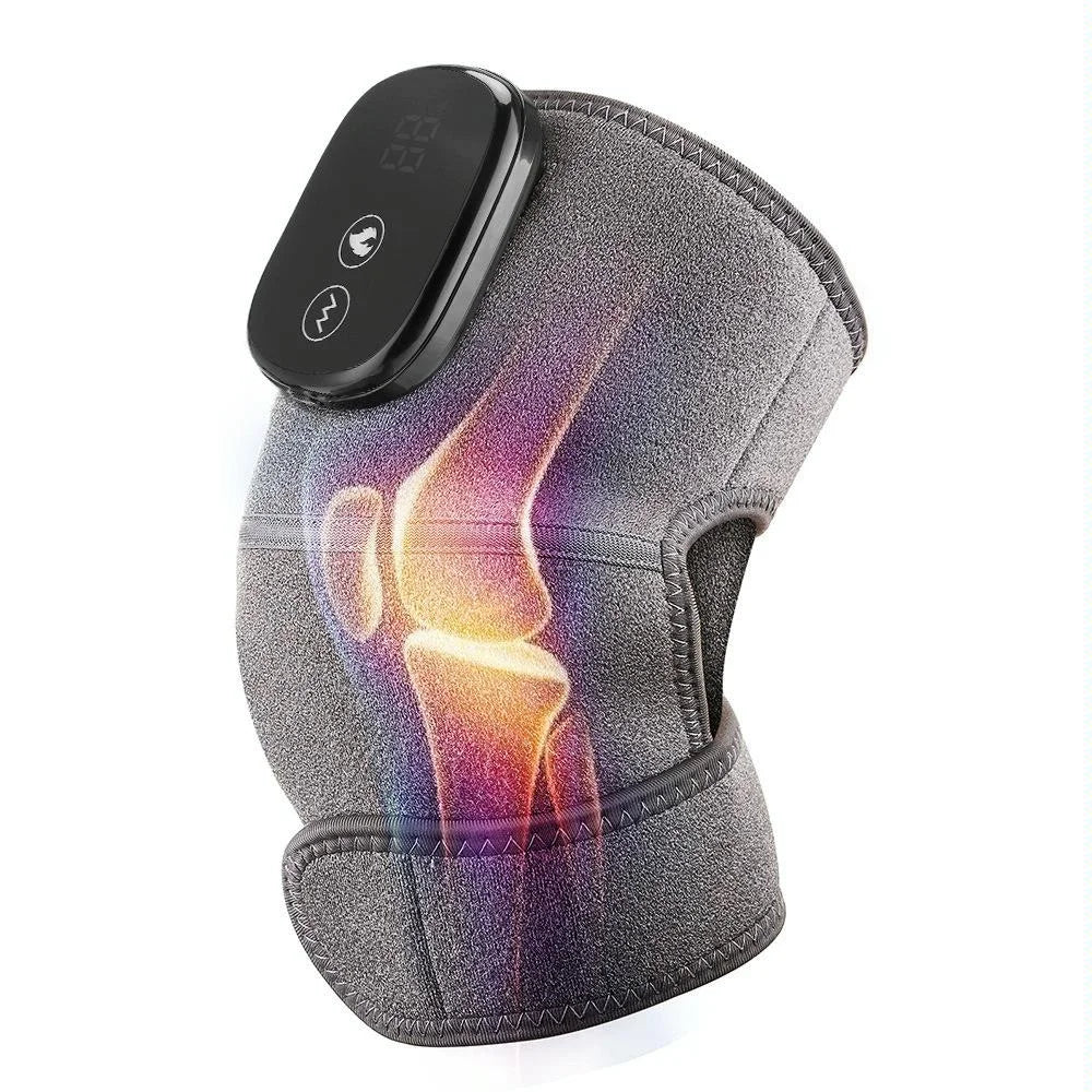 Vibrating Knee Massager With Heat Therapy Gray - Health &