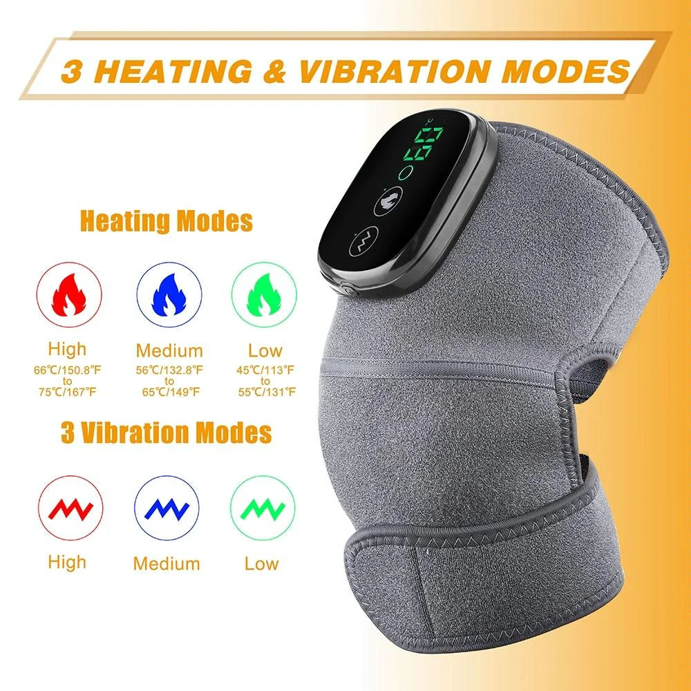 Vibrating Knee Massager With Heat Therapy Gray - Health &