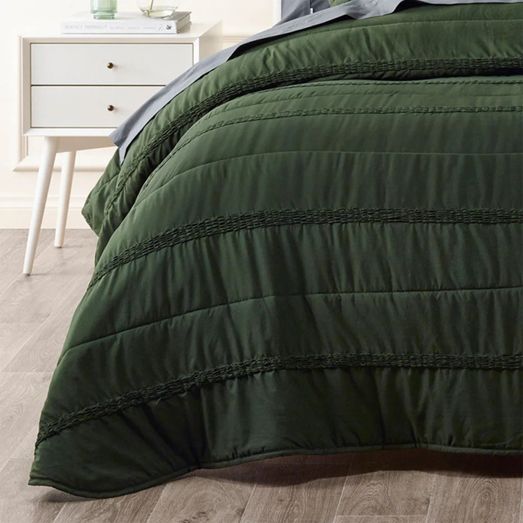 Vienna Green Textured Bedspread Set - Single - Home & Garden