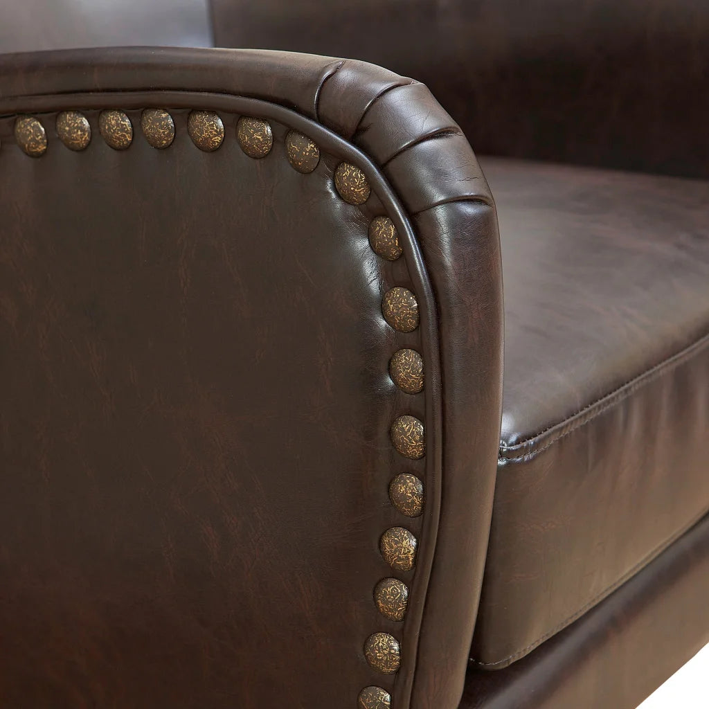 Vintage Brown Bonded Leather High Back Armchair - Furniture