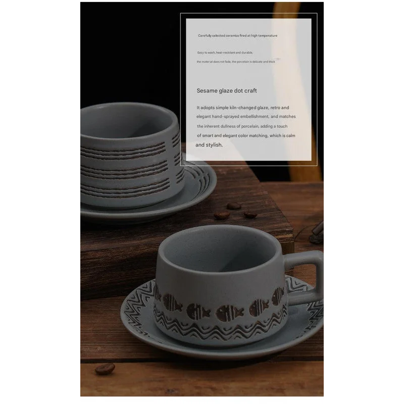 Vintage Ceramic Coffee Cup and Saucer Set - Elegant