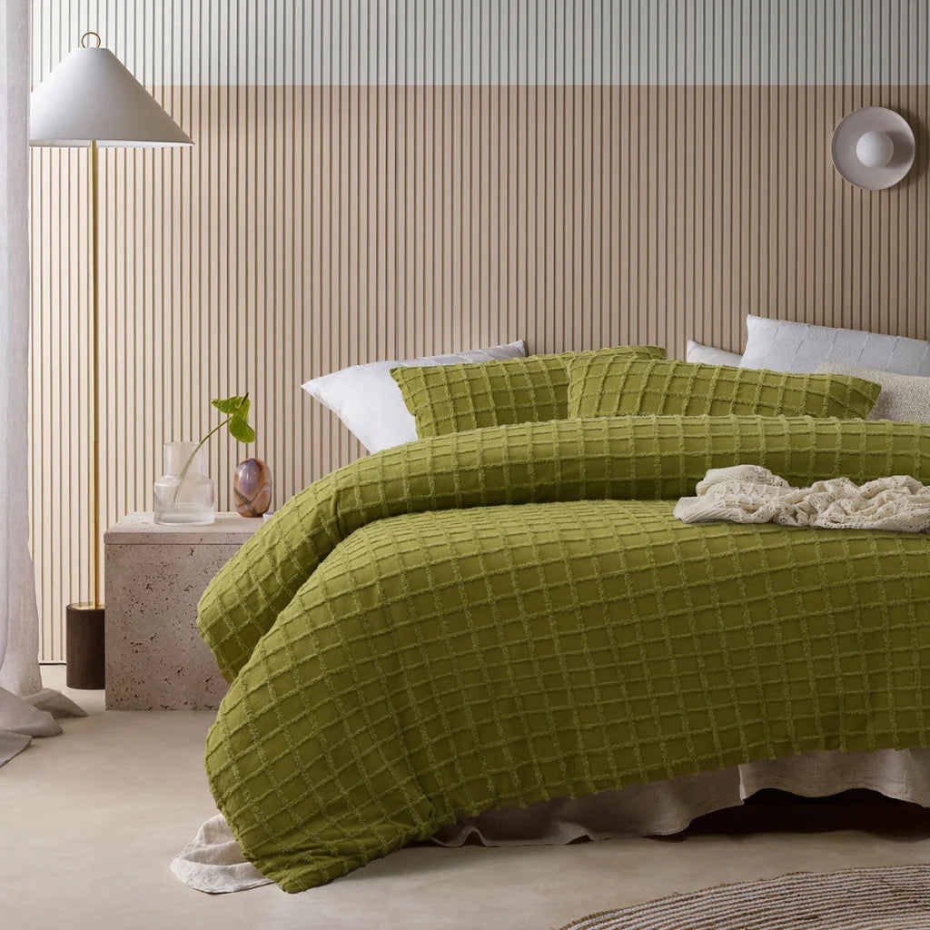 Vintage Design Homewares Parquet Cacti Green Cotton Quilt
