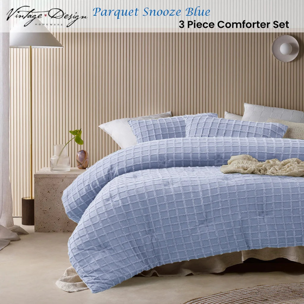 Vintage Design Homewares Parquet Snooze Blue Comforter Set