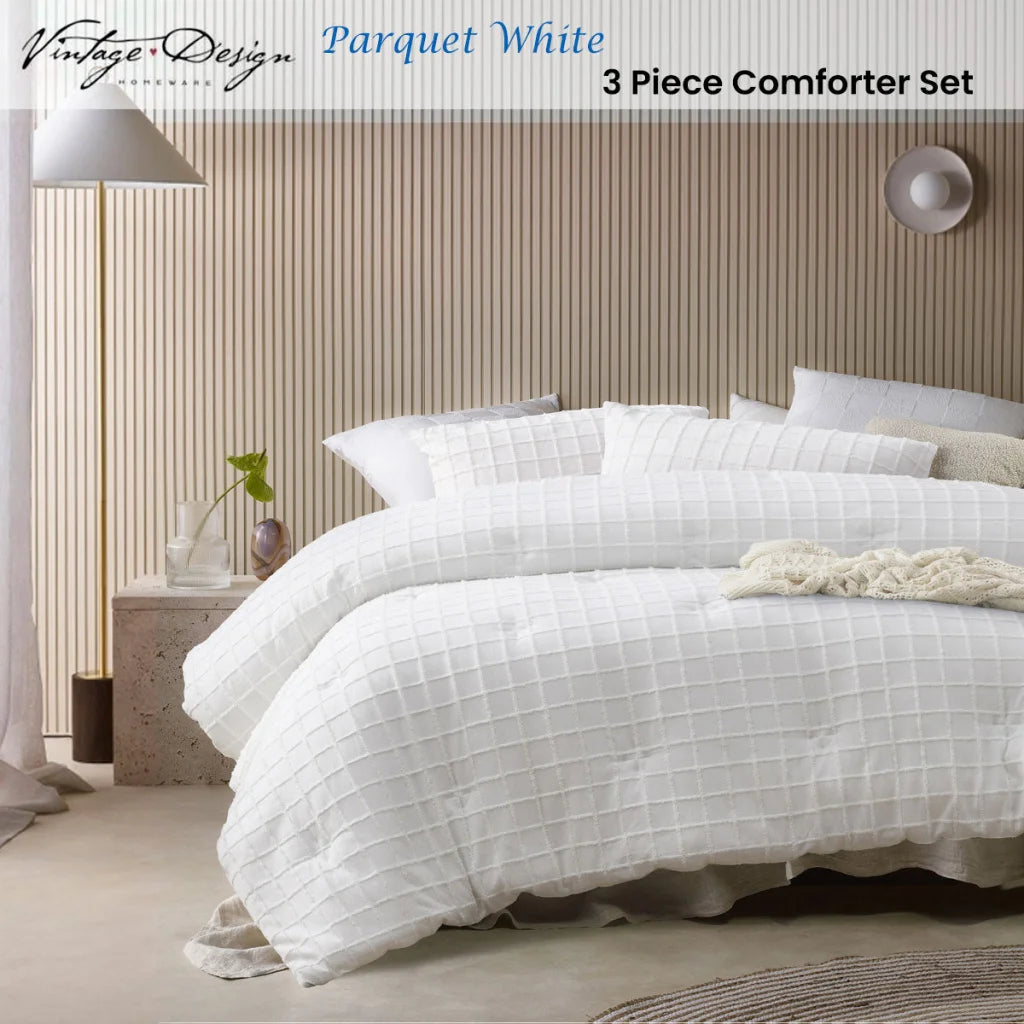 Vintage Design Homewares Parquet White Comforter Set