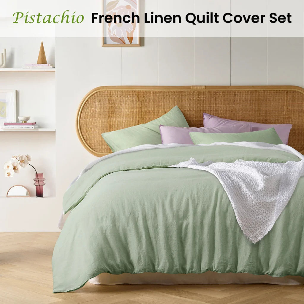 Vintage Design Homewares Quilt Cover Set French Pistachio