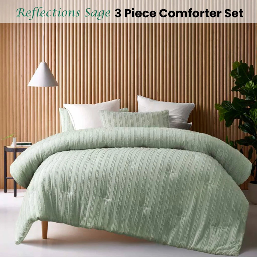 Vintage Design Homewares Reflections Sage 3 Piece Comforter