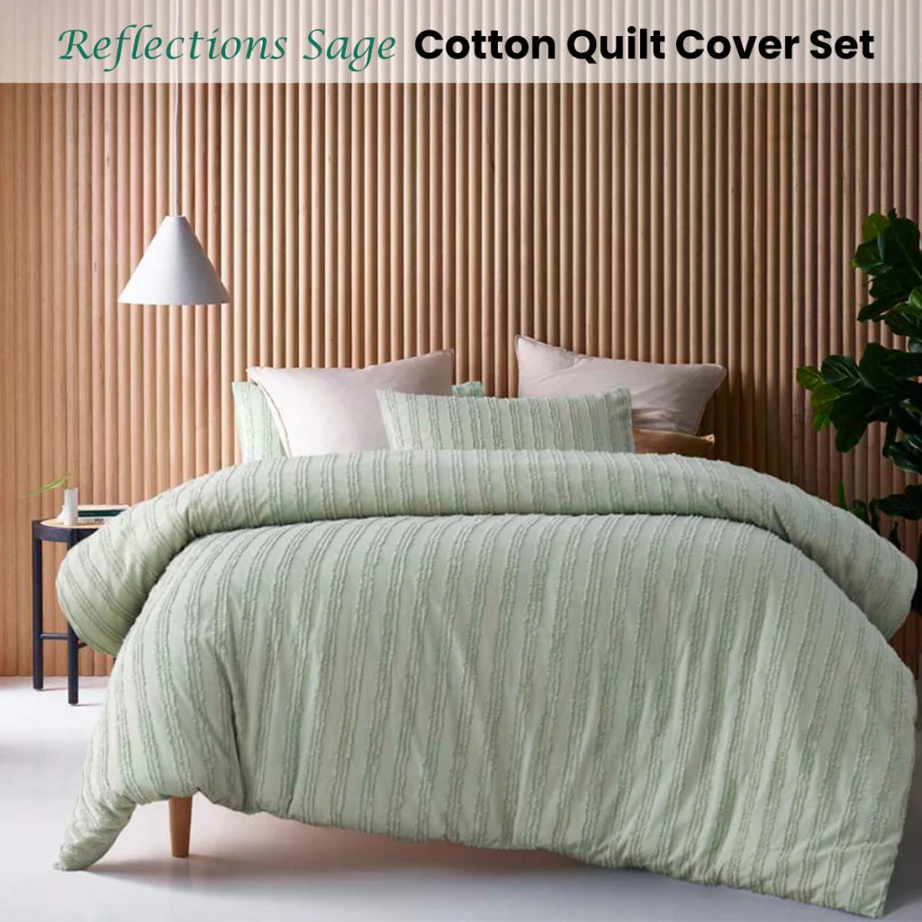 Vintage Design Homewares Reflections Sage Cotton Quilt