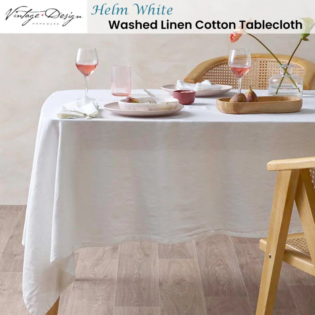 Vintage Design Homewares Tablecloth Helm White Washed