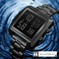 Vintage Gold Steel Square Watch - Waterproof & Luminous