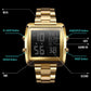 Vintage Gold Steel Square Watch - Waterproof & Luminous