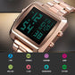 Vintage Gold Steel Square Watch - Waterproof & Luminous