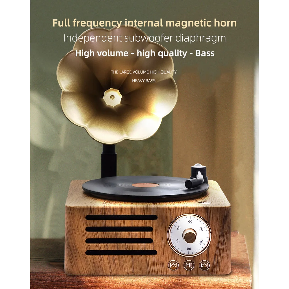 Vintage Gramophone Bluetooth Speaker - Retro Wireless Music