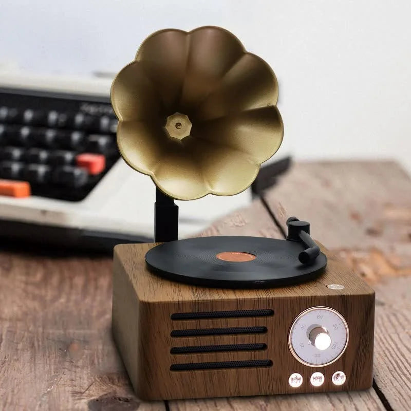 Vintage Gramophone Bluetooth Speaker - Retro Wireless Music
