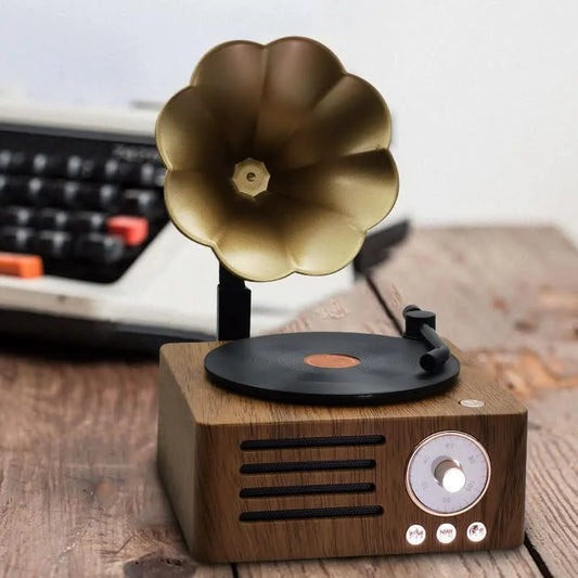 Vintage Gramophone Bluetooth Speaker - Retro Wireless Music