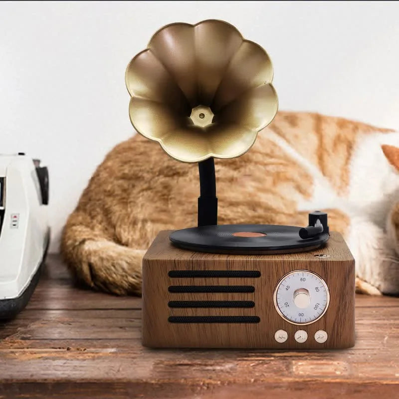 Vintage Gramophone Bluetooth Speaker - Retro Wireless Music