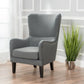 Vintage Grey Fabric High Back Padded Armchair - Furniture >