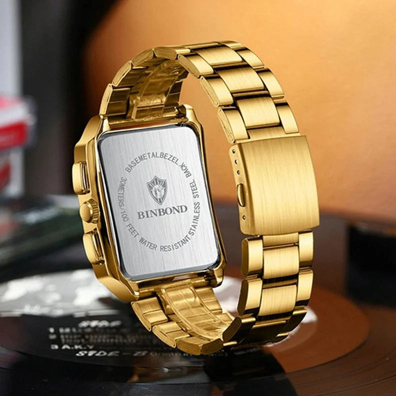 Vintage Square Men Quartz Watch with Multifunction