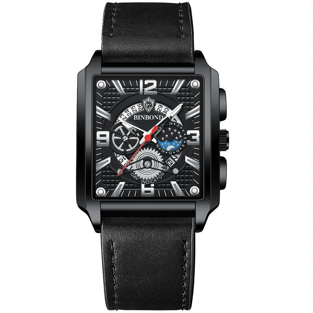 Vintage Square Men Quartz Watch with Multifunction