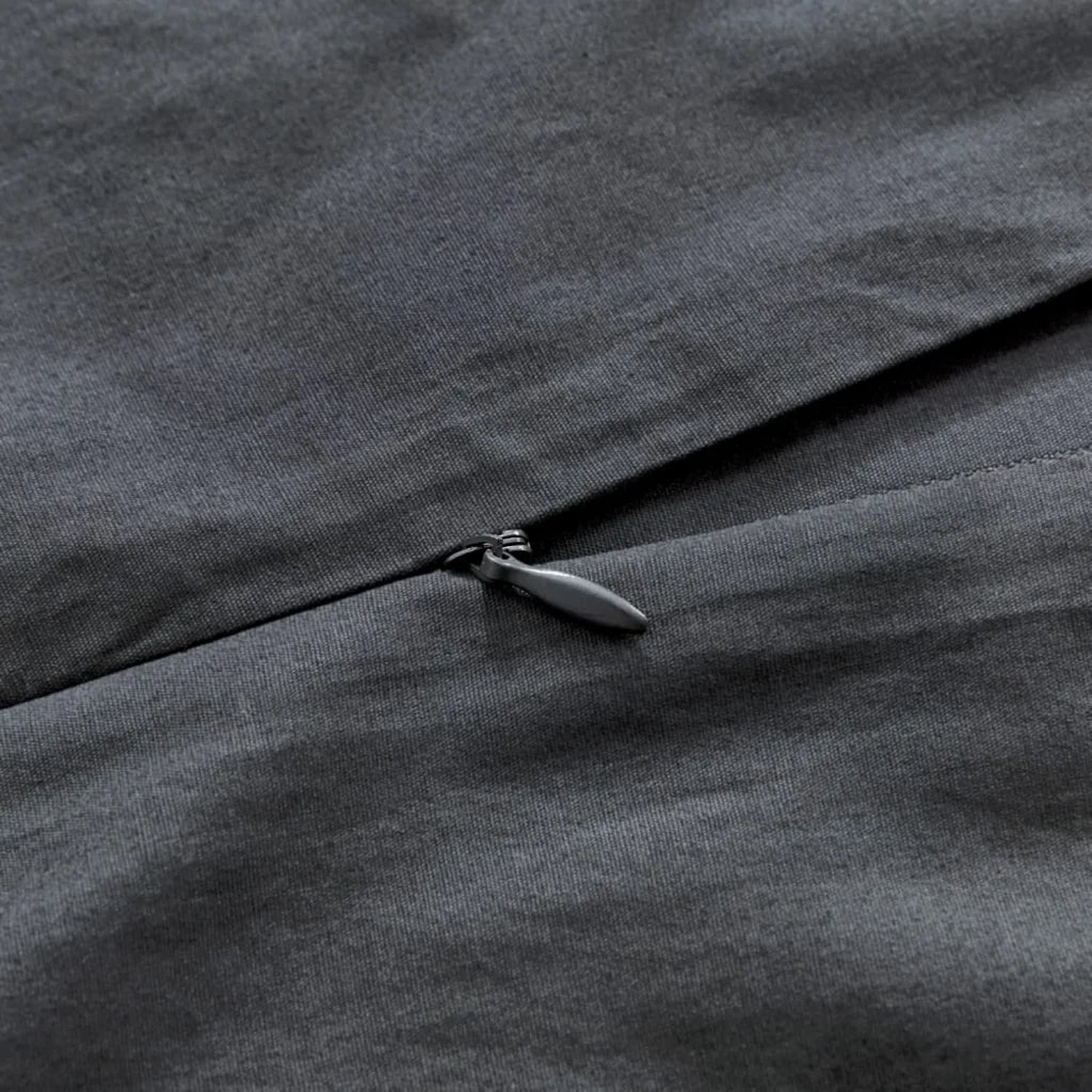 Vintage Washed 100% Cotton Quilt Cover Set 3PCS - Charcoal