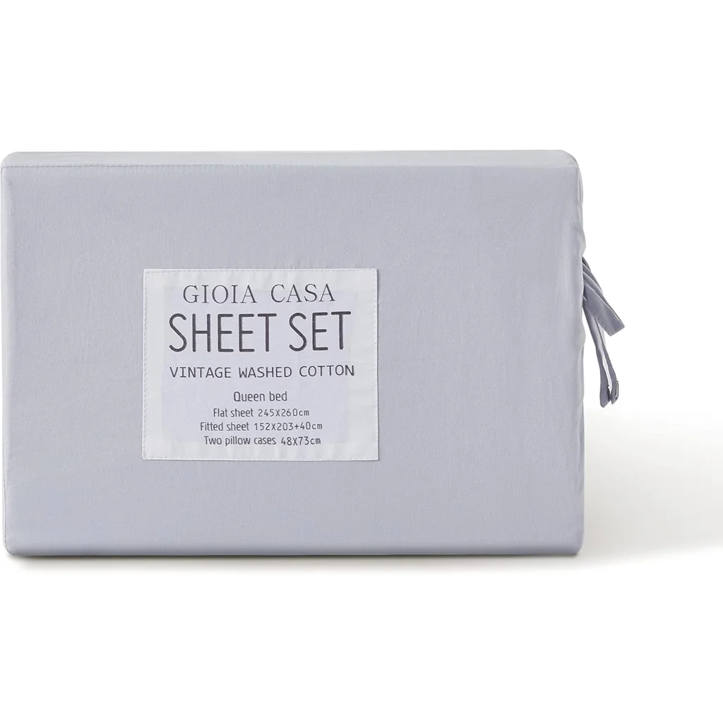 Vintage Washed 100% Cotton Sheet Set with 1 Pillowcase