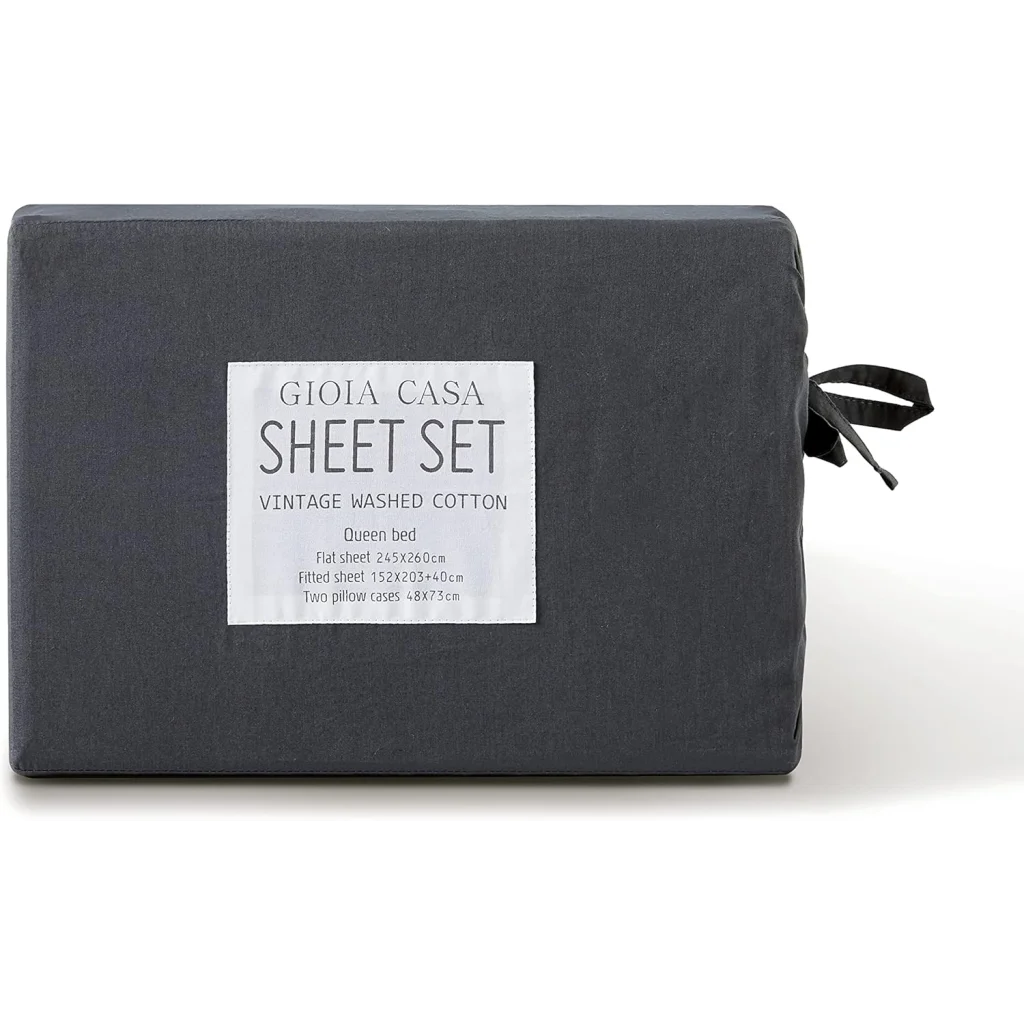 Vintage Washed 100% Cotton Sheet Set with 2 Pillowcases