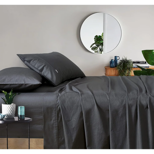 Vintage Washed 100% Cotton Sheet Set with 2 Pillowcases