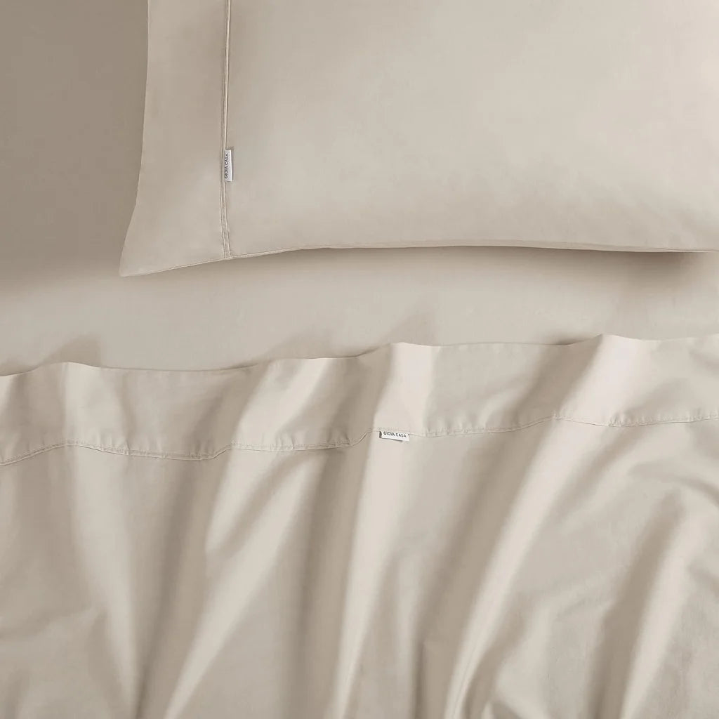 Vintage Washed 100% Cotton Sheet Set with 2 Pillowcases