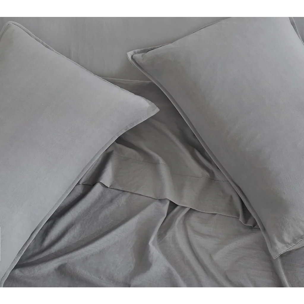 Vintage Washed Microfiber Quilt Cover Set 2PCS - Grey