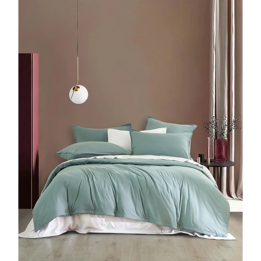 Vintage Washed Microfiber Quilt Cover Set 2PCS - Seafoam