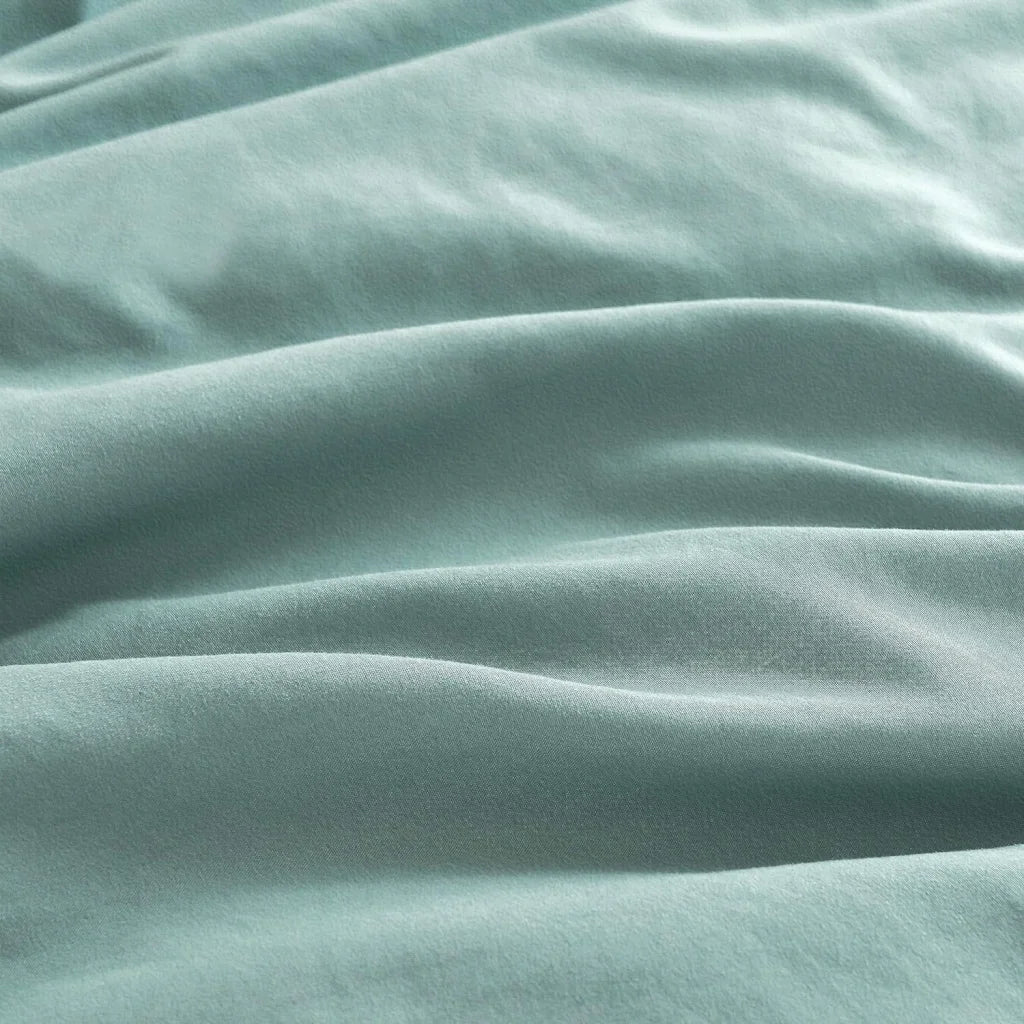 Vintage Washed Microfiber Quilt Cover Set 2PCS - Seafoam