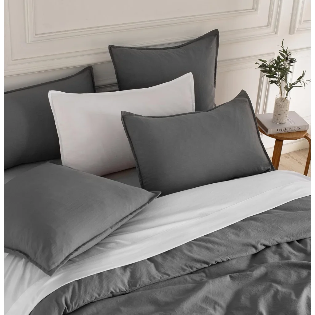 Vintage Washed Microfiber Quilt Cover Set 3PCS - Grey