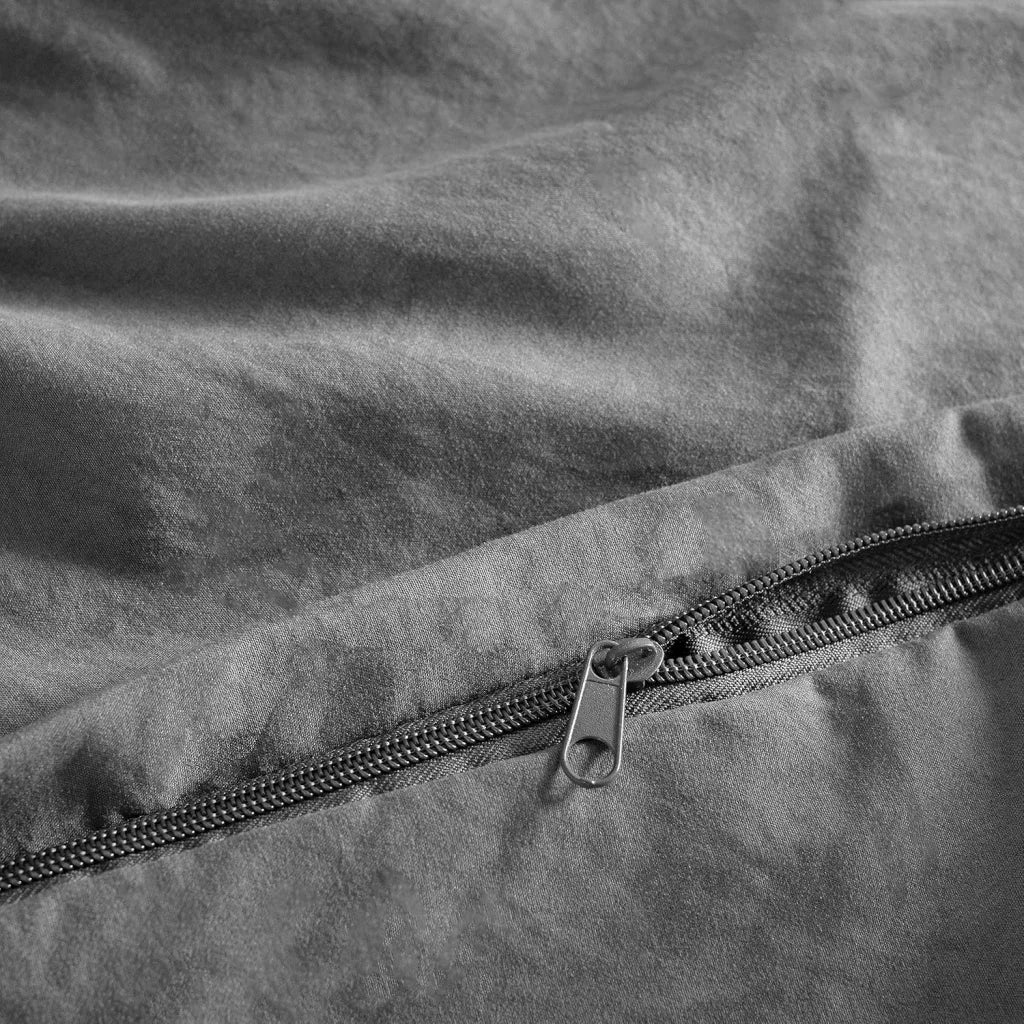 Vintage Washed Microfiber Quilt Cover Set 3PCS - Grey