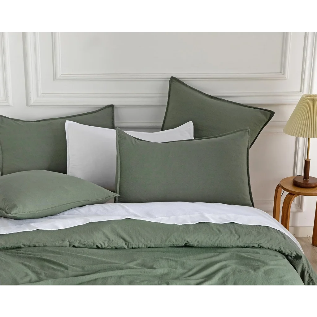 Vintage Washed Microfiber Quilt Cover Set 3PCS - Khaki